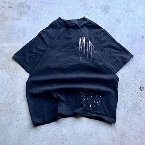 AMIRI Black Paint Drip Core Logo T Shirt